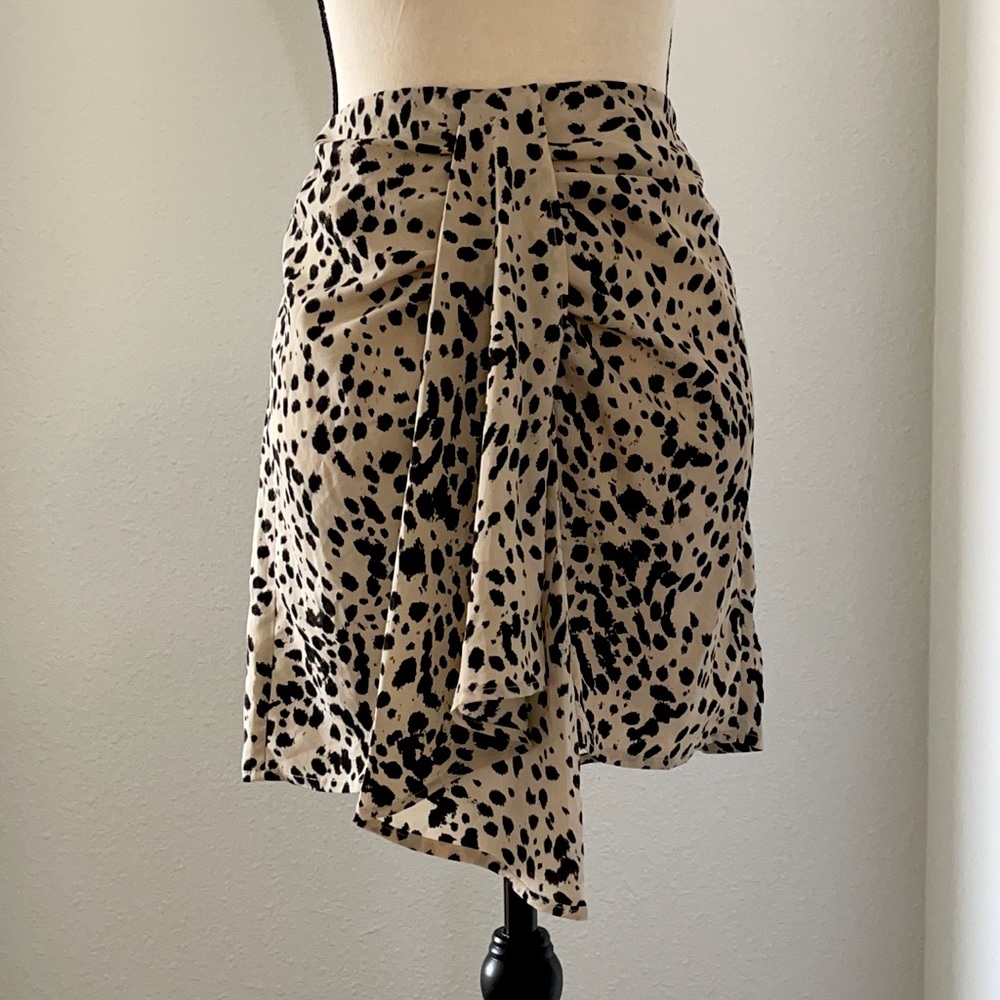 Wrap over animal print mini skirt